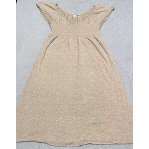 Anthropologie Moth Dress Women's S Beige Smocked Knee Length Cashmere Blend Soft